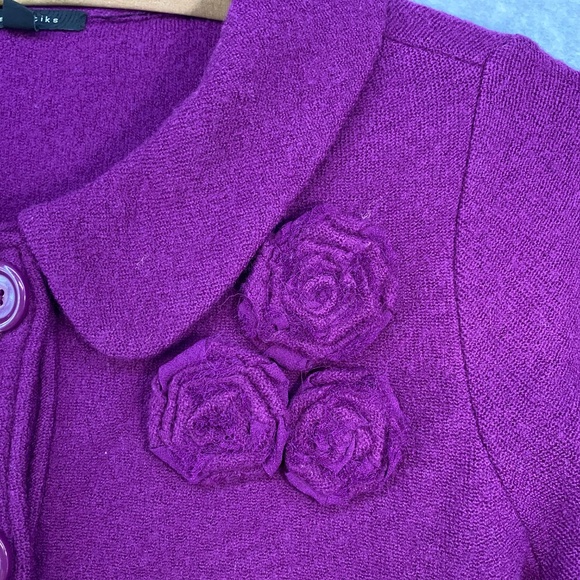 Semantiks Size S Merino Wool Jacket Floral Applique Button Front - Picture 2 of 9